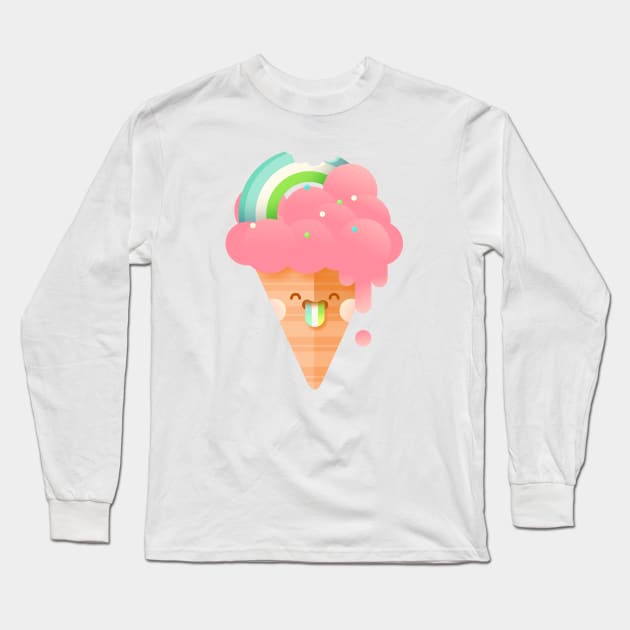 Strawberry Rainbow Ice Cream Long Sleeve T-Shirt by noeyedeer